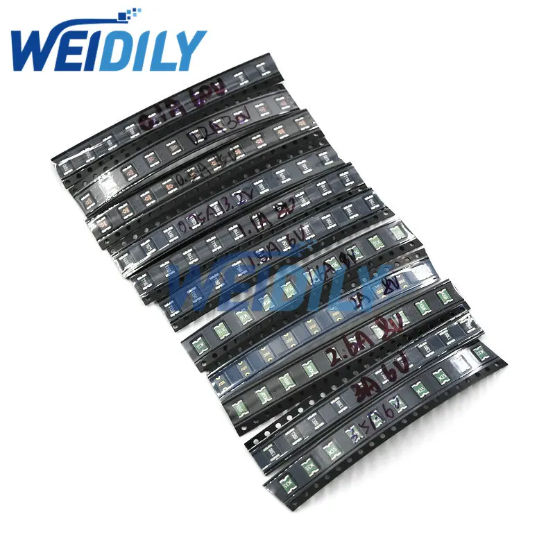 110PCS 1812 Resettable Fuses Kit 11values*10pcs=110pcs 1812 SMD Self-recovery Fuse Assorted Packs PPTC 0.1A - 3.5A 100ma-3500ma