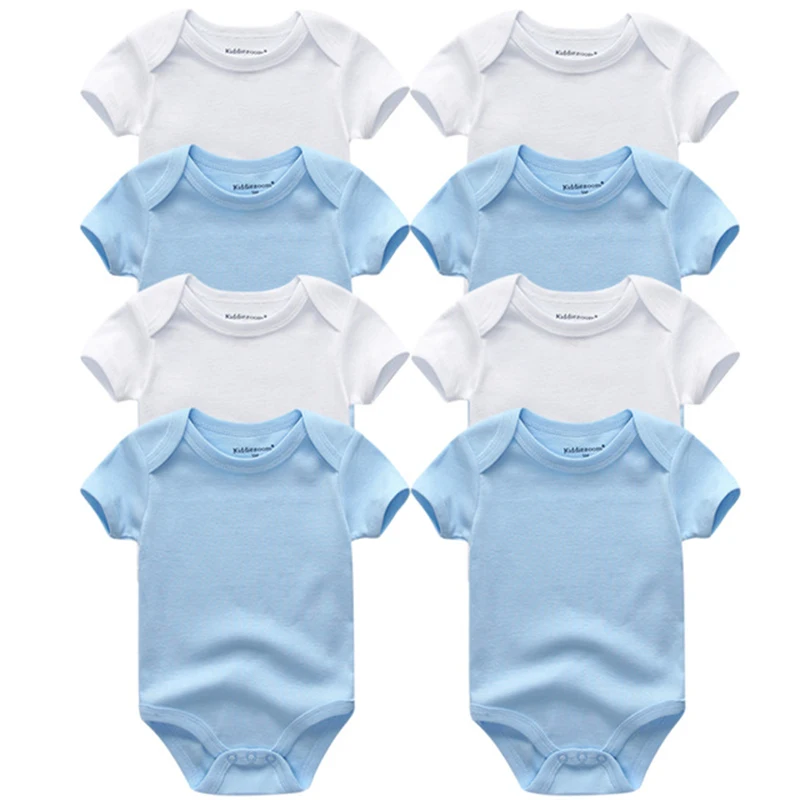 

Solid Color 5/6/8Pcs Unisex Cotton Newborn Baby Girl Clothes Short Sleeve Bodysuits Print Baby Boy Clothes Summer