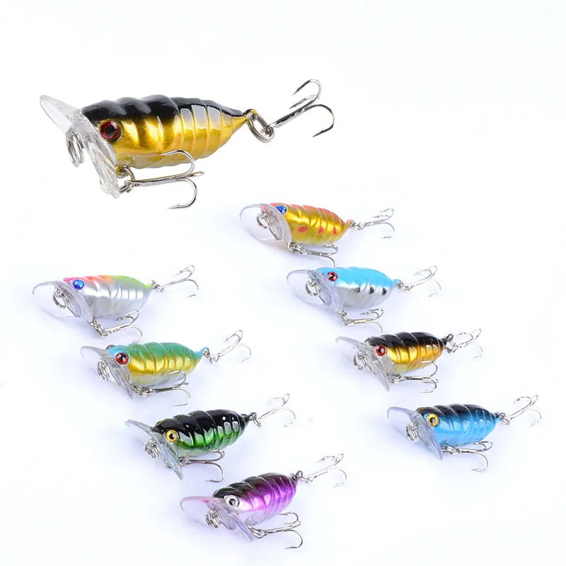 2Pcs Insects fishing Lure 4cm 4.4g Fishing Bait Bass cicada iscas artificiais para pesca Crankbait fishing tackle poper