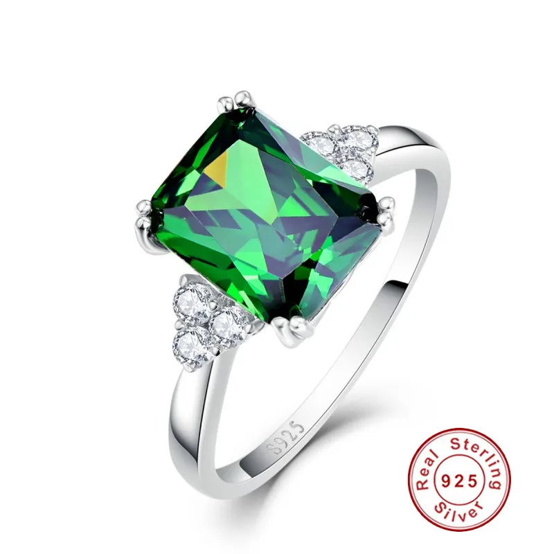 

Women Fashion Jewelry New Pure Sterling Silver Green Crystal Cubic Zircon Classic Finger Ring for Ladies
