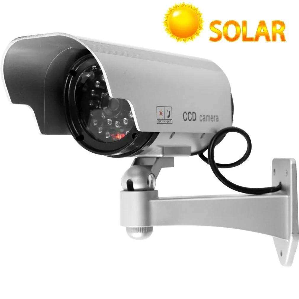 Solar Power Dummy Camera Security Waterproof Fake Camera Outdoor Indoor Bullet LED Red Light Monitor CCTV Surveillance Camera