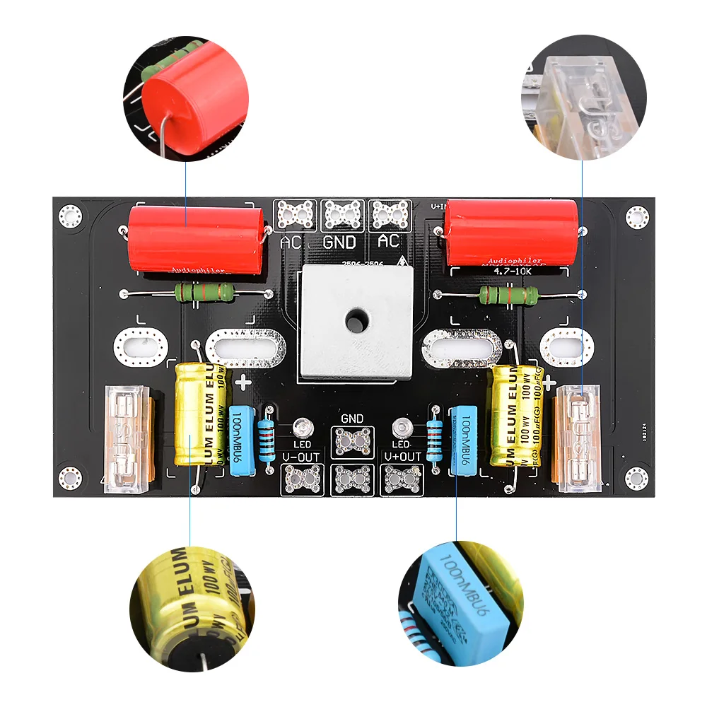 AIYIMA การแก้ไขกรองแหล่งจ่ายไฟวงจรเรียงกระแสตัวเก็บประจุกรอง Board 50A 1000V DIY สำหรับเครื่องขยายเสียง Board