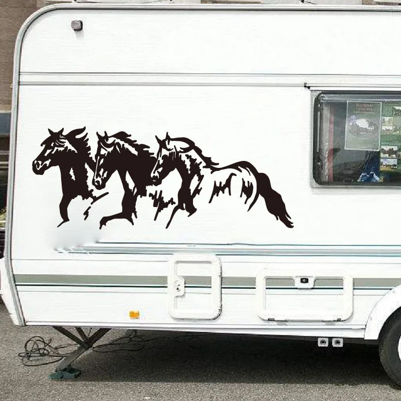 

3Pcs Running Horses Camper Trailer Truck Sticker Adventure Travel Animal Jungle Forest Camper RV Decal Vinyl Home Decor