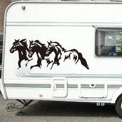 3Pcs Running Horses  Camper Trailer Truck Sticker Adventure Travel Animal Jungle Forest Camper RV  Decal Vinyl Home Decor