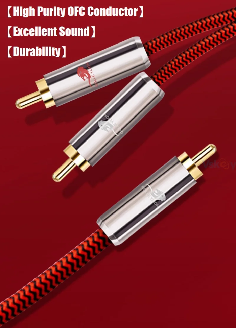 RCA Male to Dual RCA Male Audio Cable for Subwoofer Amplifier Speaker TV CD DVD Player Home Hifi Stereo System Shielded Cords