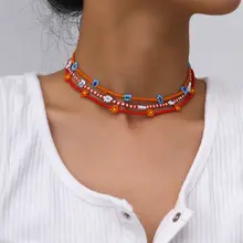 Colorful Beaded Flower Choker #3