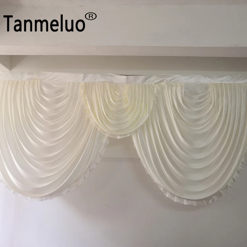 

10FT/3M Good Quality Ivory Ice Silk Drape Swag Decoration For Event Home Party Wedding Backdrop Curtain Stage Background Curtain