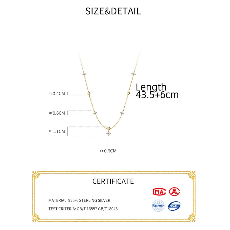 La Monada 43.5+6cm Silver Necklace For Women Fine Silver 925 Jewelry Fashion Flower Star Neck Pendants 925 Silver Chain Woman