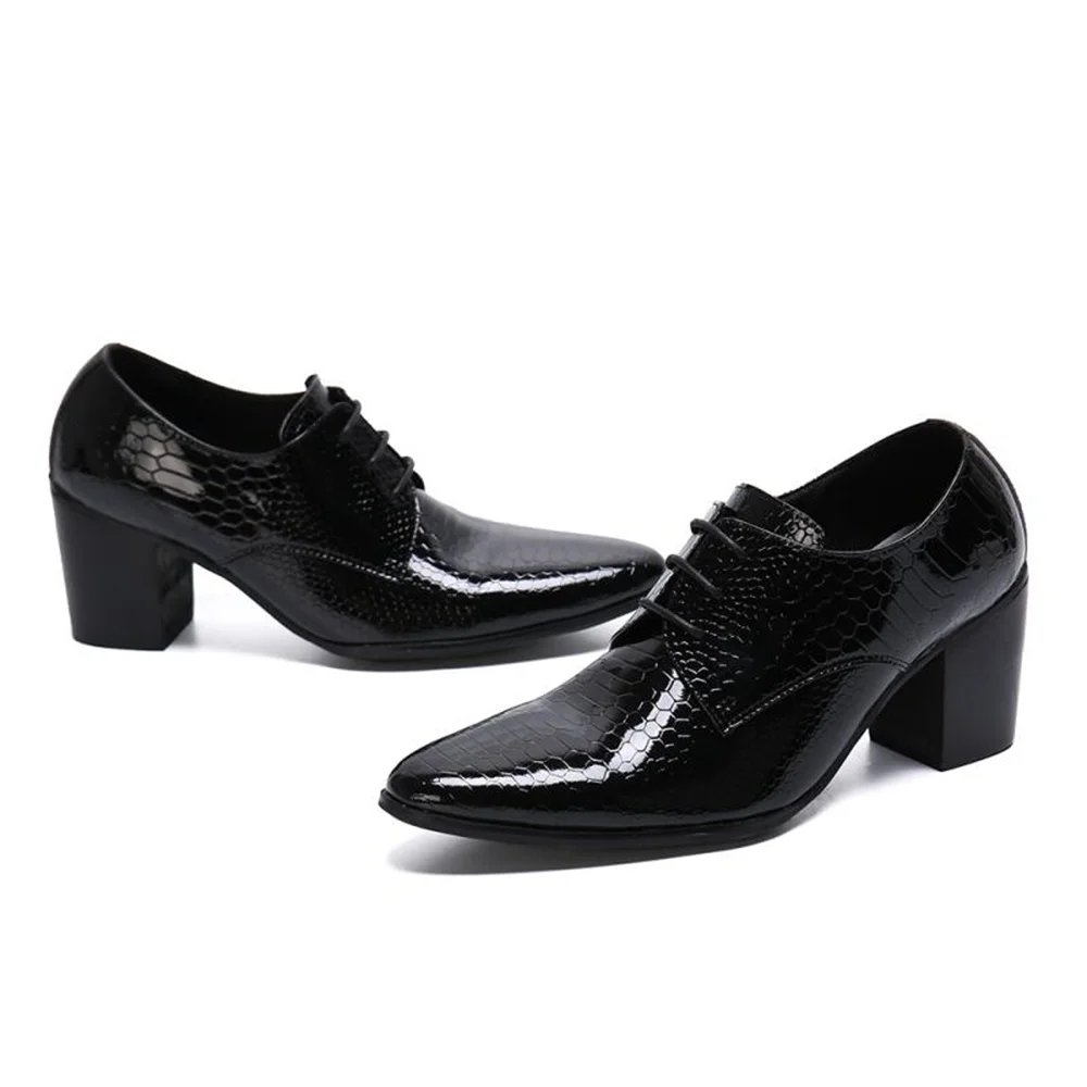 

Mens Crocodile Pattern Leather Shoes Lace-Up Wedding Party Oxfords High Heels Plus Size 46