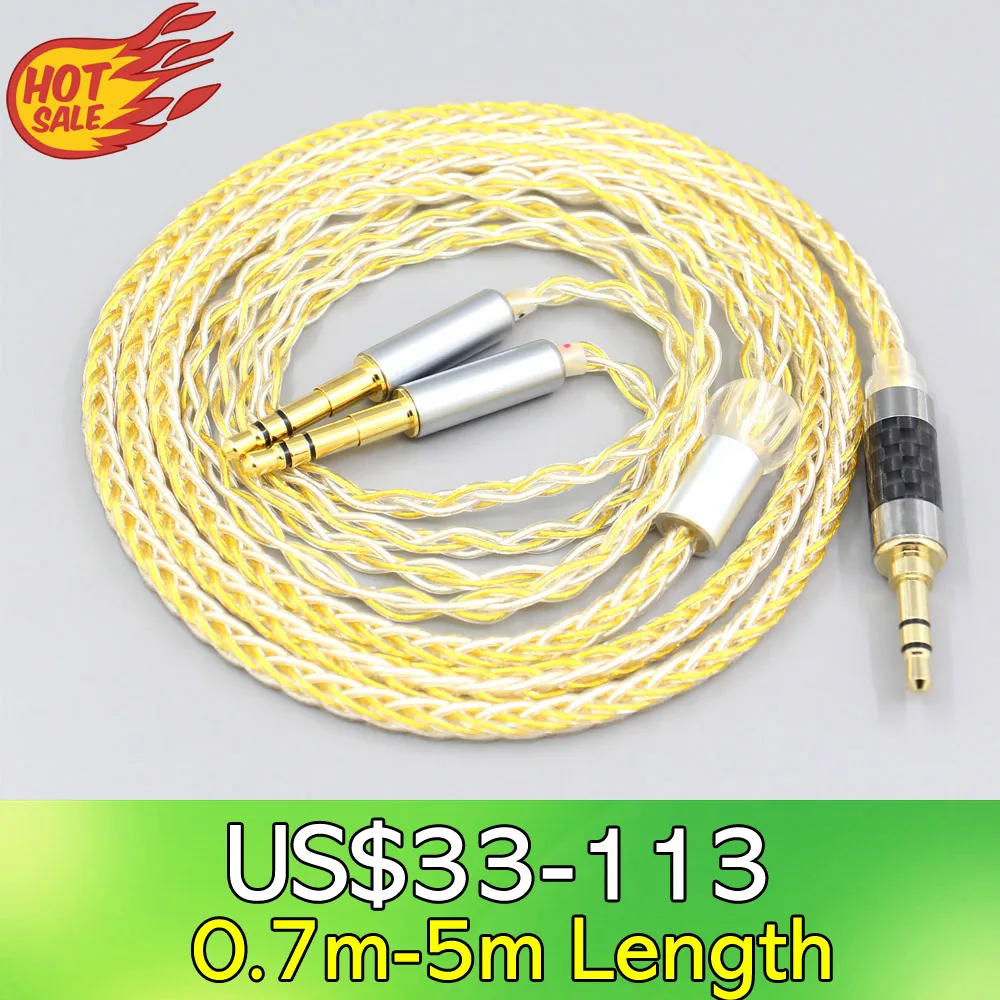 

LN007333 8 Core Silver Gold Plated Earphone Cable For Hifiman Arya Klipsch HP-3 Heritage 3.5mm Pin headphone