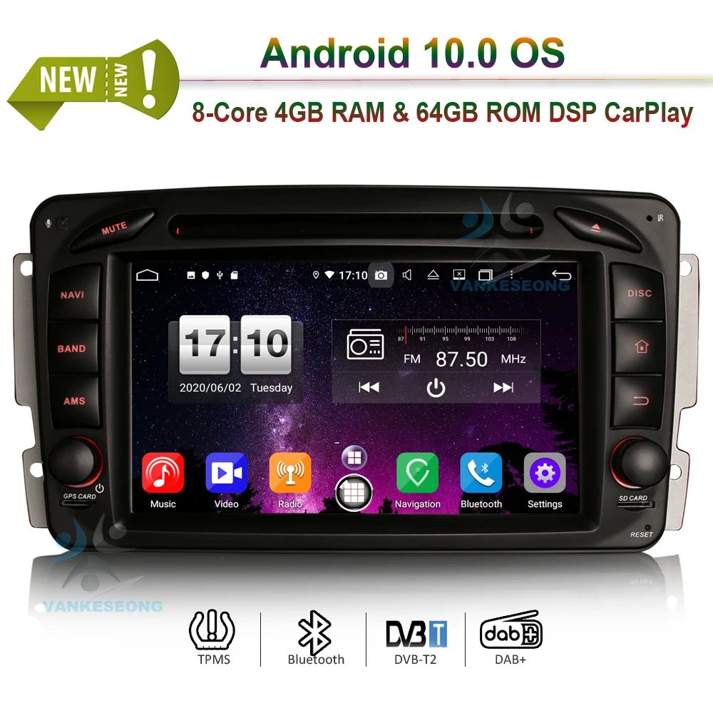 

7 "Android 10,0 автомобильный DVD-навигатор DAB GPS спутниковая навигация Радио стерео для Mercedes Benz CLK C209 W209 Viano Vito W639