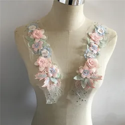 New Lace Collar ABS Pearl Three-dimensional Flower Embroidery DIY Lace Fabric Decoration Sewing Clothes Decals Accessories