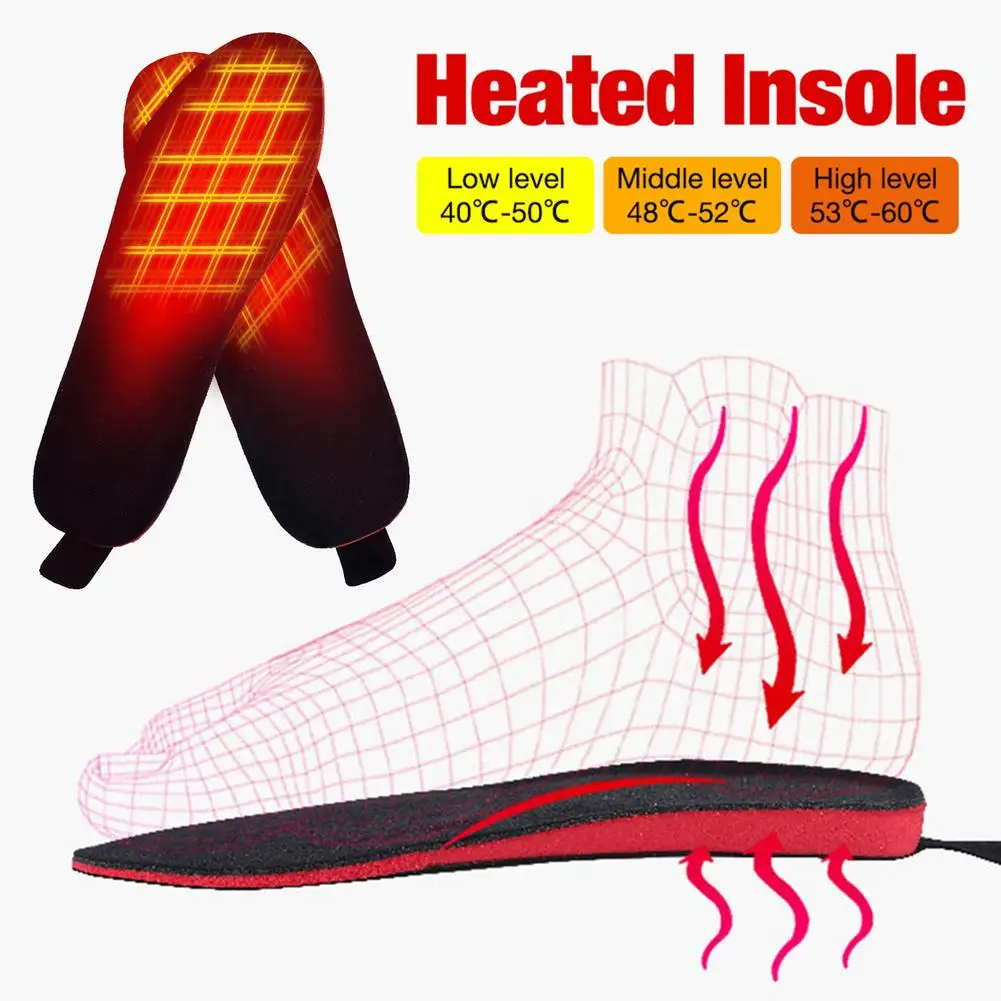 M/L Rechargeable Electric Heated Insoles USB Heated Shoe Insoles Warm Sock Pad Mat 4.2V 2100MA Remote Control Heating Insoles