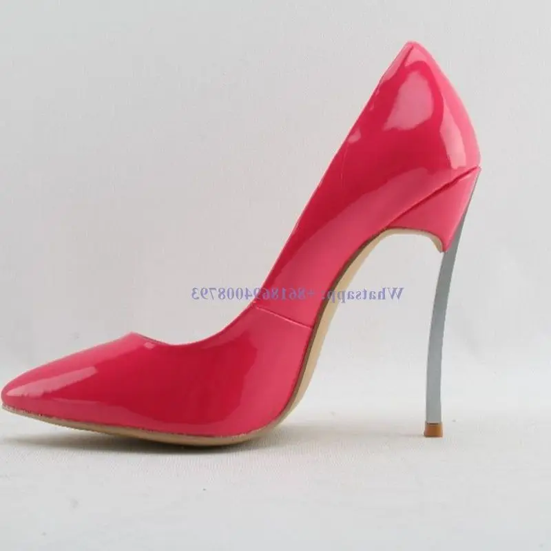 Moraima Snc brand sexy women pointed toe stiletto red Patent leather shoes metal heel high heels pump scarpe donna wedding shoes