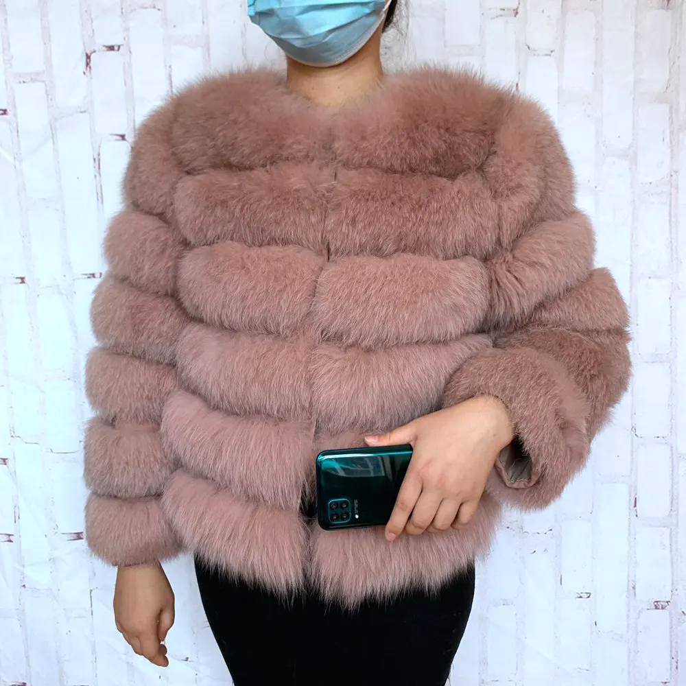 100% Natural Fur Jacket Real Fur Coat Winter Jacket Women Natural Fox Fur Luxury Fashion 50cm Short Jacket Wholesale Hot 2022