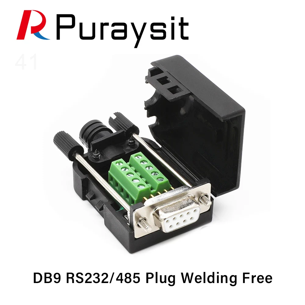 Puraysit DB9 Welding Free Head 2 Rows of DB9 Needle Serial Port COM Port Adapter RS232/485 Plug Male head Female head