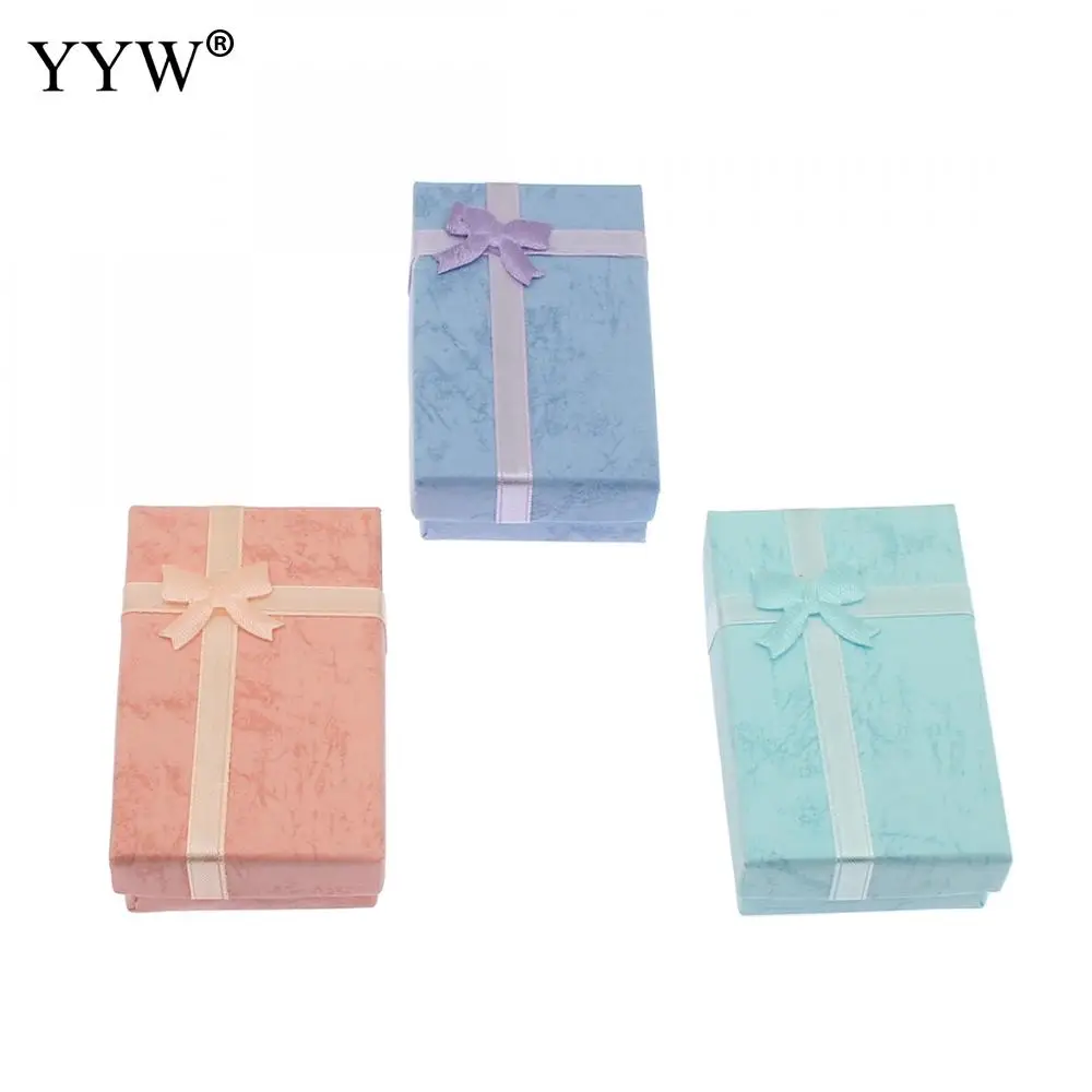 

16PCs Cardboard Jewelry Gift Box Bowknot Jewelry Box Rectangle Earring Necklace Ring Bracelet Packaging Boxes With Sponge Inside