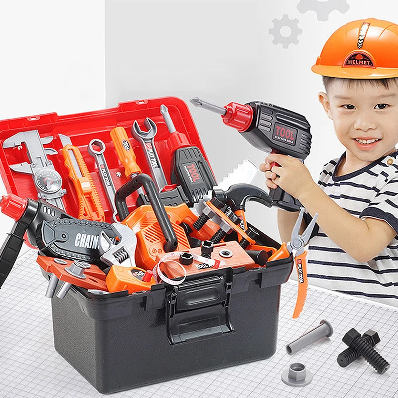 Kids Toolbox Kit Educational Toys Simulation Repair Tools Toys Drill Plastic Game Learning Engineering Puzzle Toys Gifts For Boy