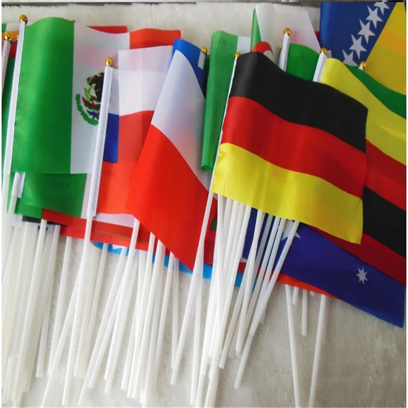 36pcs 204 EURO Cup Participating Countries Hand Flags With Poles Small bandeir Team banderas for Football Club Soccer Fans