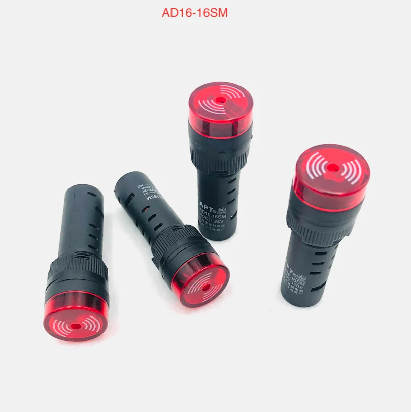 3 Pcs/Lot AD16-16SM 16mm AC/DC 12V , 24V , 110V , AC220V Siren Buzzer Red LED Active Beep Alarm Indicator Light Pilot Lamp