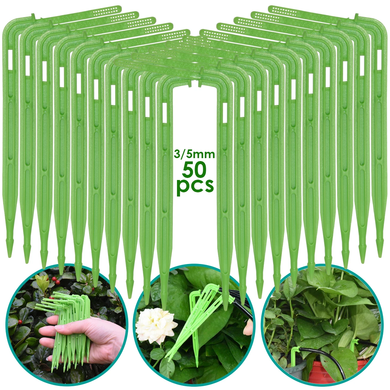 

SPRYCLE 50PCS 3/5mm Hose Green Bend Arrow Dripper Micro Drip Irrigation Kit Emitters Garden Watering Saving Dropper Greenhouse