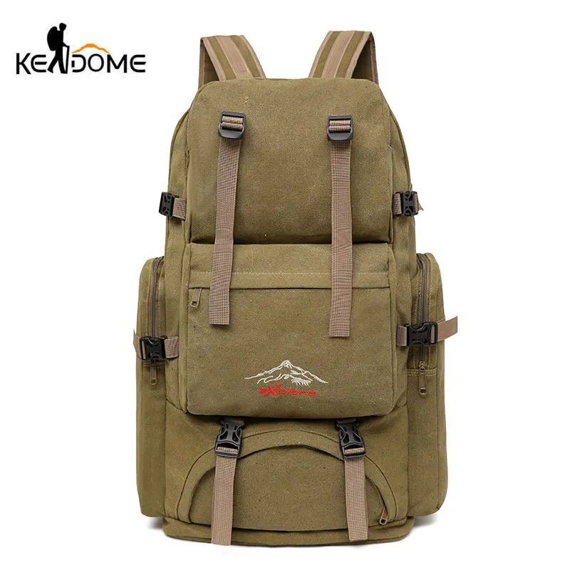 60L 80L Large Camping Bag Traveling Backpack Canvas Luggage Multi-function Climbing Men Hiking Shoulder Bags XA26D