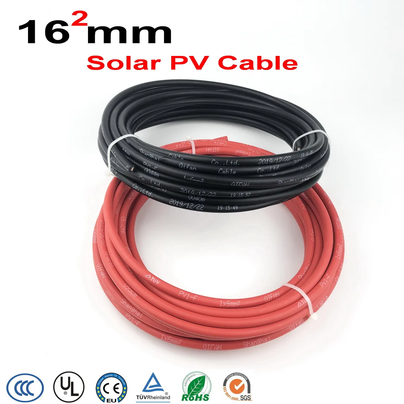 

16mm2 16 square mm solar Cable Photovoltaic cable Red black Solar Connector Cable wire for solar panel module TUV Power PV