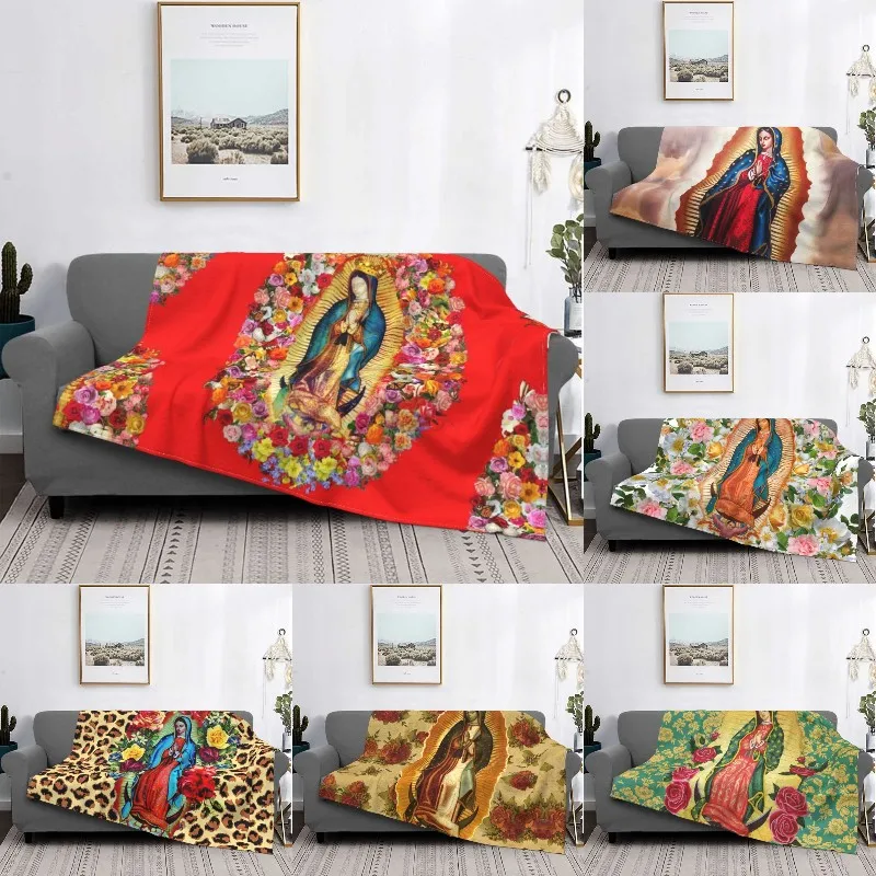 Our Lady Of Guadalupe Virgin Mary Saint Mexico Catholic Blanket Fleece Soft Flannel Religious Throw Blanket for Bed Sofa Outdoor