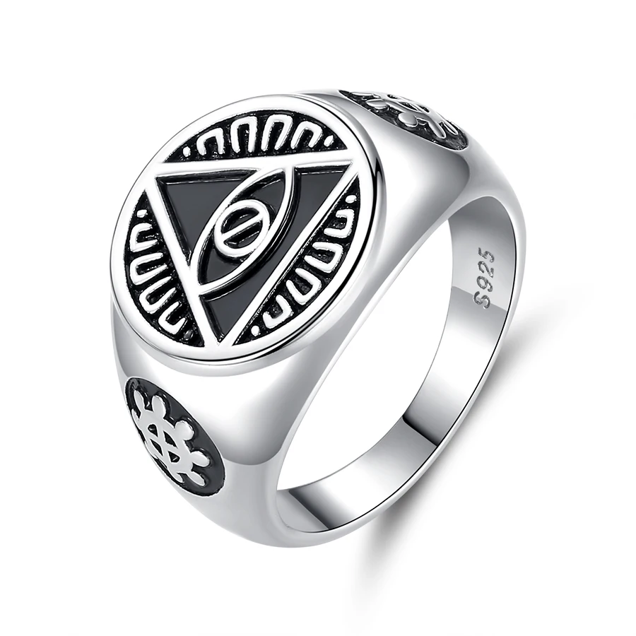 KALETINE Vintage Nordic Freemason Rings For Men 925 Sterling Silver Masonic Rings Knights Templar Jewelry Punk Biker Gothic Ring