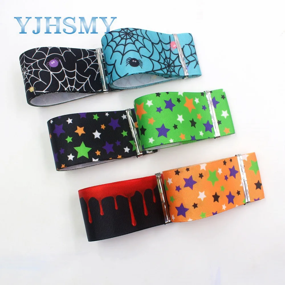 I-19720-1665,38 mm 5 Yard Halloween printed grosgrain ribbon, DIY handmade hair accessories wedding gift wrapping materials