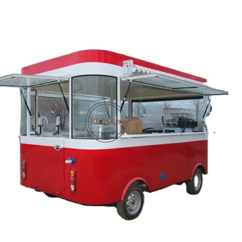 Outdoor Street Donut Fast Food Truck Mobile Kitchen With Catering Equipment Hot Dog Coffee Bubble Tea Trailer Cart For Sale