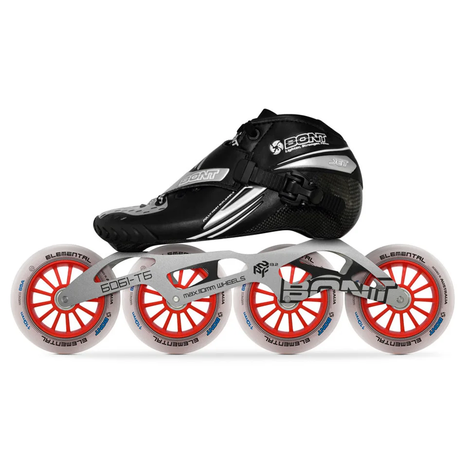 2019 Original Bont Jet 2PT Speed Inline Skates Heatmoldable CarbonFiber Boot 4*90/100/110mm 6061 Elemental Wheel Skating Patines