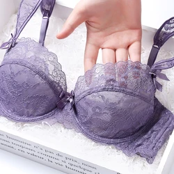 2020 Women's Transparent Lace Bra Top Female Embroidery Push Up Bras For Women Sexy Lingerie Plus Size D Cup Underwear Brassiere