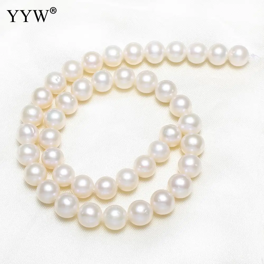 

Natural Freshwater White Pearl Beads Potato Round Baroque 11-12mm Pearls For Jewelry Making DIY Bracelet Necklace 15.7'' Strand