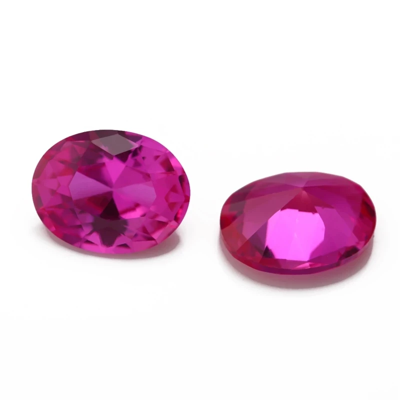 Size 3x5mm~13x18mm Oval Shape Synthetic Corundum Gems Rubi For Jewelry Making 5# 3# 8# Color