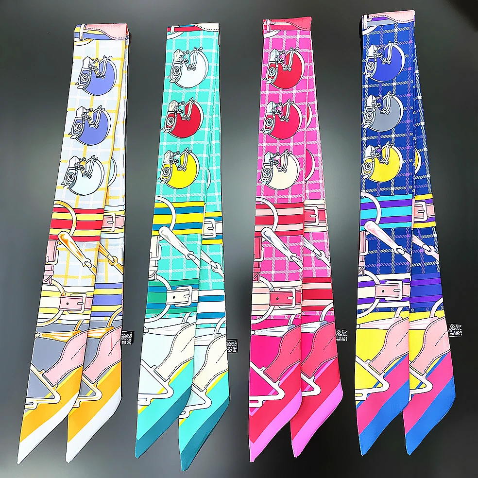 

Brand Horse Silk Scarf Women Design Summer Scarf For Ladies Hair Accessories Foulard Hair & Bag Scarves Fashion Headbands