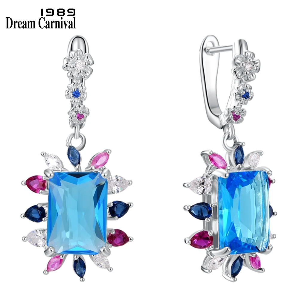 DreamCarnival1989 New Woman Big Dangle Earrings 14mm Zircon Eye Catching Russia French Party Jewelry Drop Ship Hot Pick WE4035BL