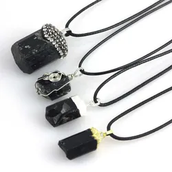 Natural Healing Crystal Black Tourmaline Irregular Shape Stone Pendant Neckalce Earrings For Women Party Wedding Jewelry