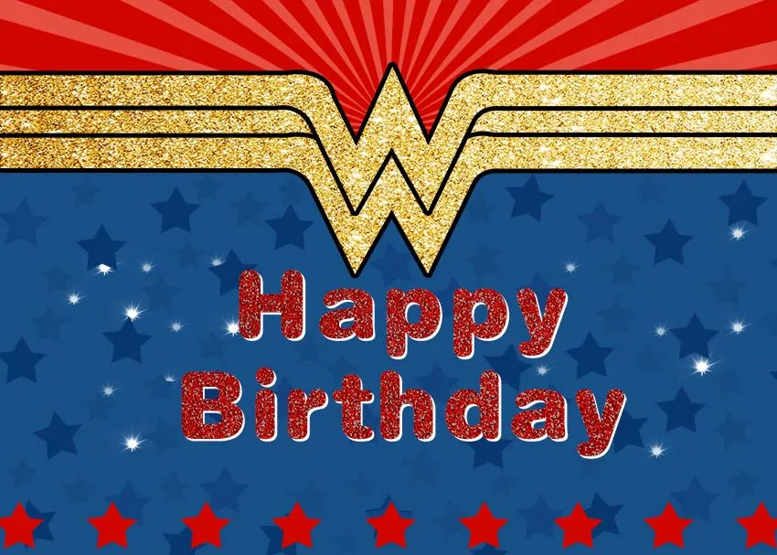 Kobiety superbohaterki tło imprezowe z okazji urodzin niestandardowe niebieski czerwony gwiazda Cartoon tapety Baby Shower Superhero Photo Studio