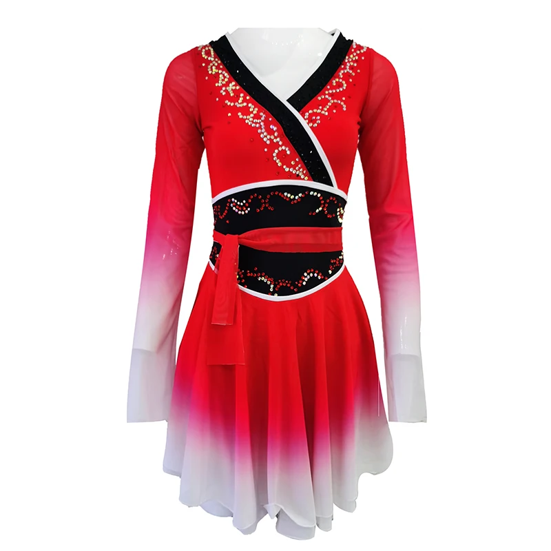 

LIUHUO Ice Skating Dress Long Sleeve Girls' Spandex High Quality Costume Rhinestone Performance Wear for Competition Latin Dress
