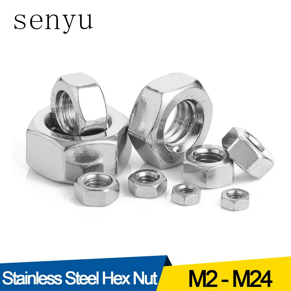 Hexagon Hex Nuts Metric DIN934 M2 M2.5 M3 M4 M5 M6 M8 M10 M12 M14 M16 M18 M20 M22 M24 Carbon Steel Stainless Steel Hex Nuts