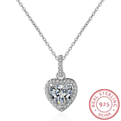 top quality 925 sterling silver forever love heart big single cz charm pendant necklace dainty jewelry for women lady valentine