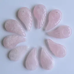 Wholesale 12pcs/lot Fashion top quality natural pink crystal stone carved angel wings charms pendants for jewellery making free