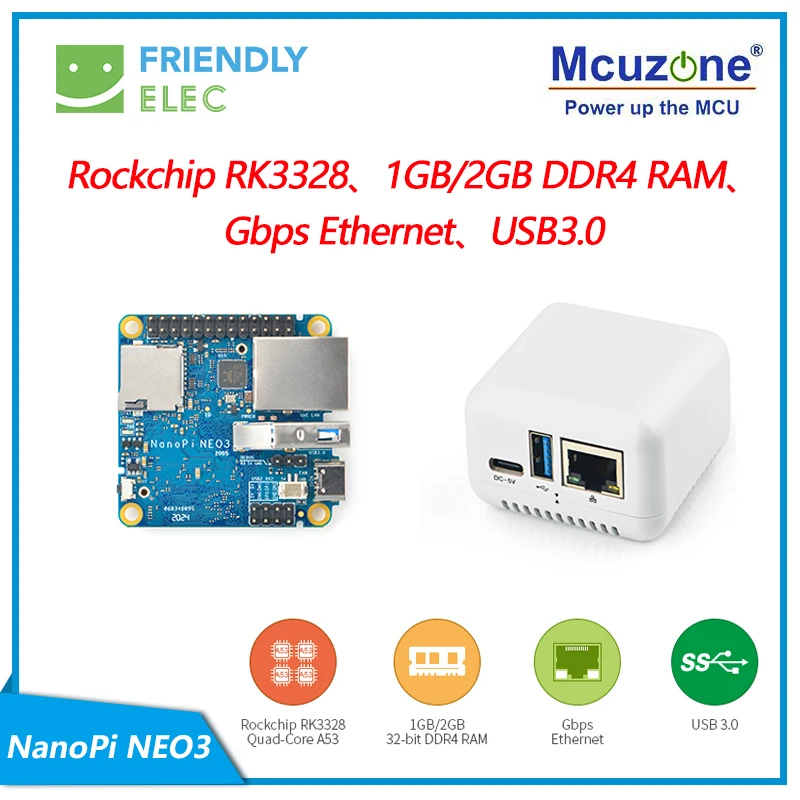 FriendlyElec NanoPi NEO3 1GB/2GB DDR4 RK3328 Cortex A53 Quad-core 64-bi Support Ubuntu Core successor of NEO2 OPENWRT USB Hub