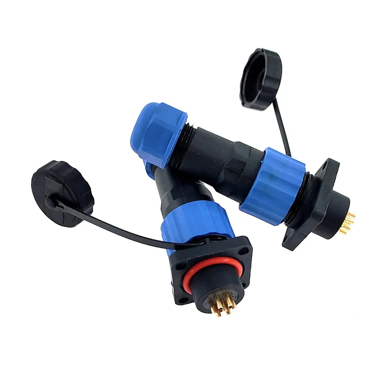 SP16 Waterproof Square connector 2/3/4/5/6/7/8/9 pin IP68 power cable connector Male plug and Female socket