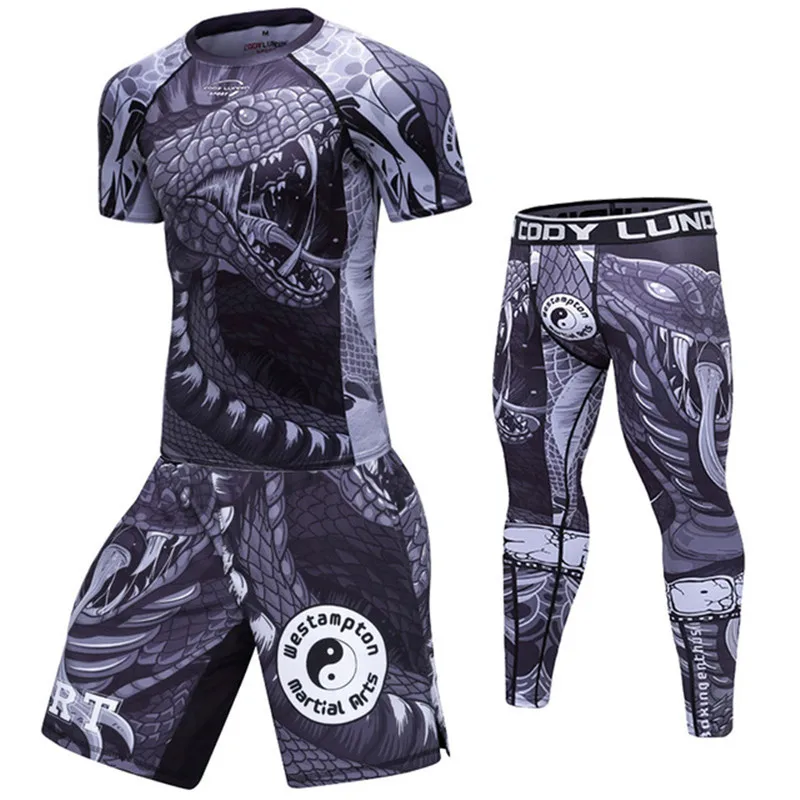 Men gym T shirts+Pants Boxing Muay Thai Shorts Rashguard MMA kickboxing Sets Fitness Sport Jerseys suits Jiu Jitsu Bjj T shirt