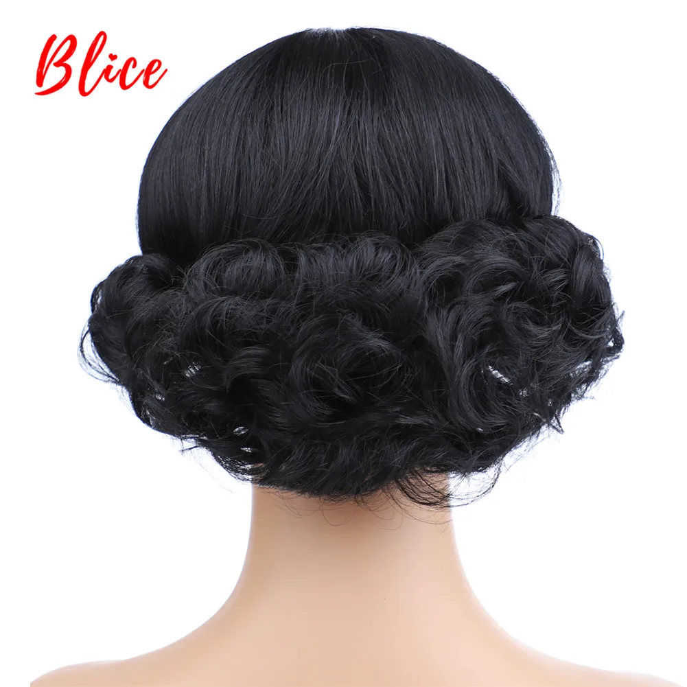 Blice Short Curly Synthetic Wigs Tail Warping Free-Bang Heat Resistant Hairstyle High Temperature For Women