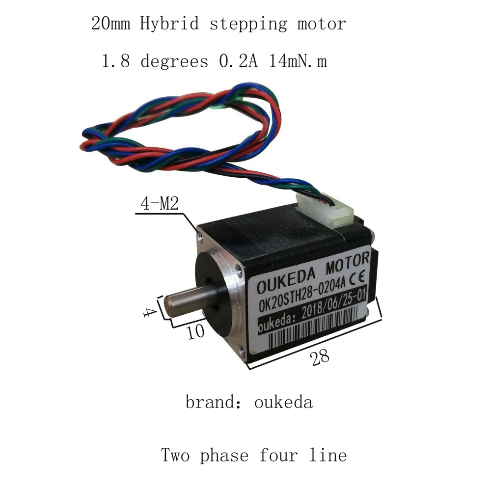 1.8 degrees 2-phase 20mm NEMA8 stepper motor 20BYG28 0.2A 14mN.m Stepping Motor with shaft diamete