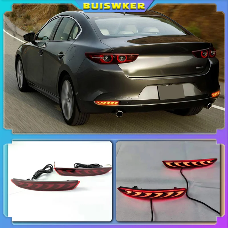 

2PCS Multi-function LED Reflector Lamp Rear Fog Lamp Rear Bumper Light Brake Light For Mazda 3 Axela Mazda3 2019 2020