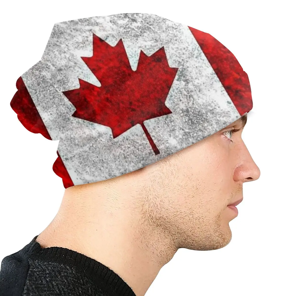 Canada Flag Retro Vintage Classic Style Washed Warm Bonnet Cycling Casual Beanies Protection Men Women Hats